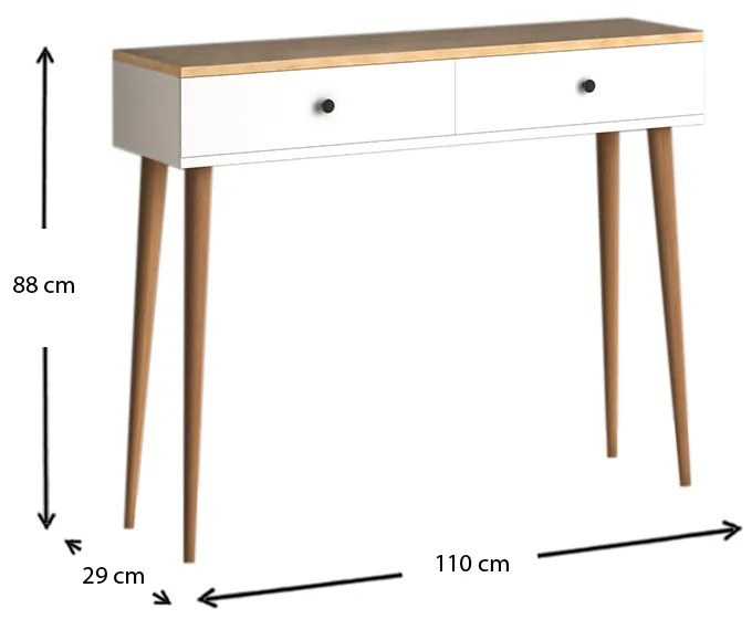 ΚΟΝΣΟΛΑ ΜΕΛΑΜΙΝΗΣ ALIS MEGAPAP ΧΡΩΜΑ PINE WHITE 110X29X88ΕΚ.