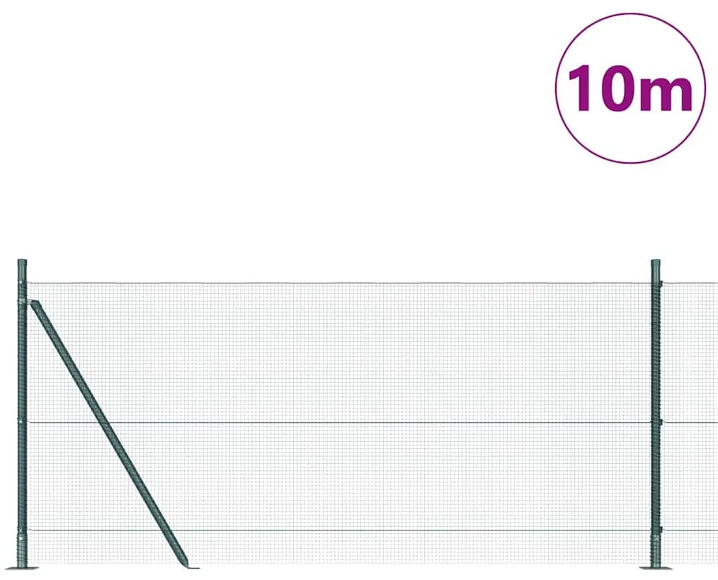 vidaXL Φράχτης με Στήλες. Πράσινο 0.8 x 10 m Ατσάλι