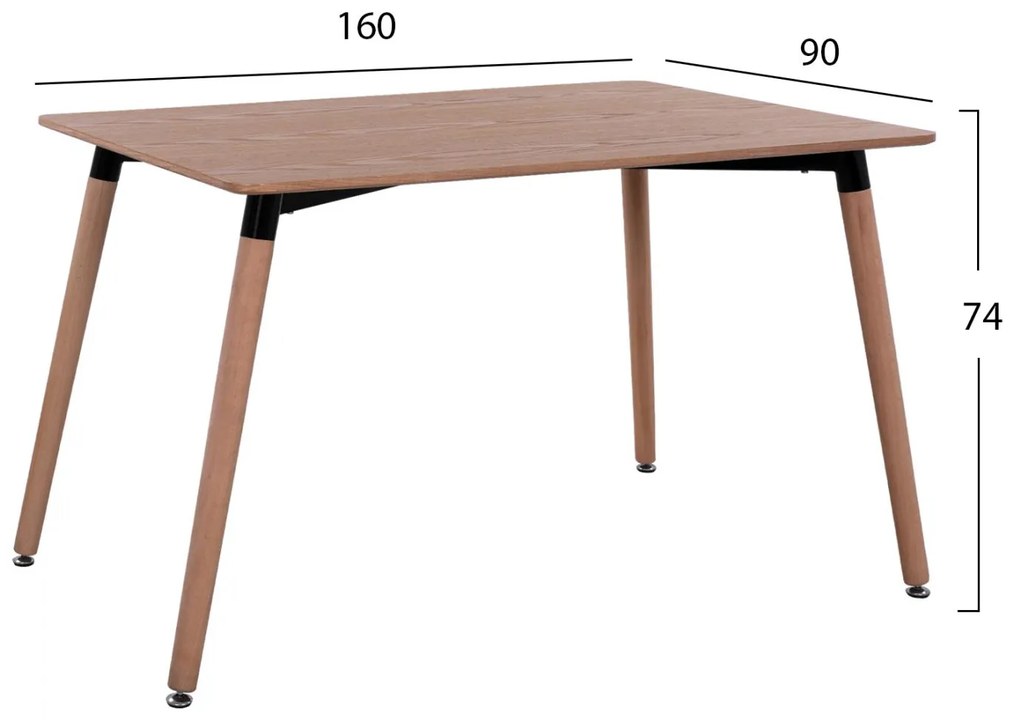 Σετ τραπεζαρίας C11347.01 5τμχ με Τραπέζι 160x90x74εκ. & Καρέκλα LEAH Βελούδο Γκρί