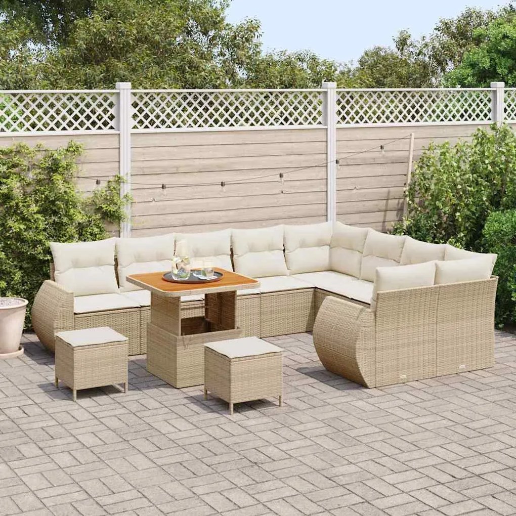 vidaXL Σετ Καναπέ Κήπου 12 pcs μπεζ και κρεμ 80 x 80 x 71 cm