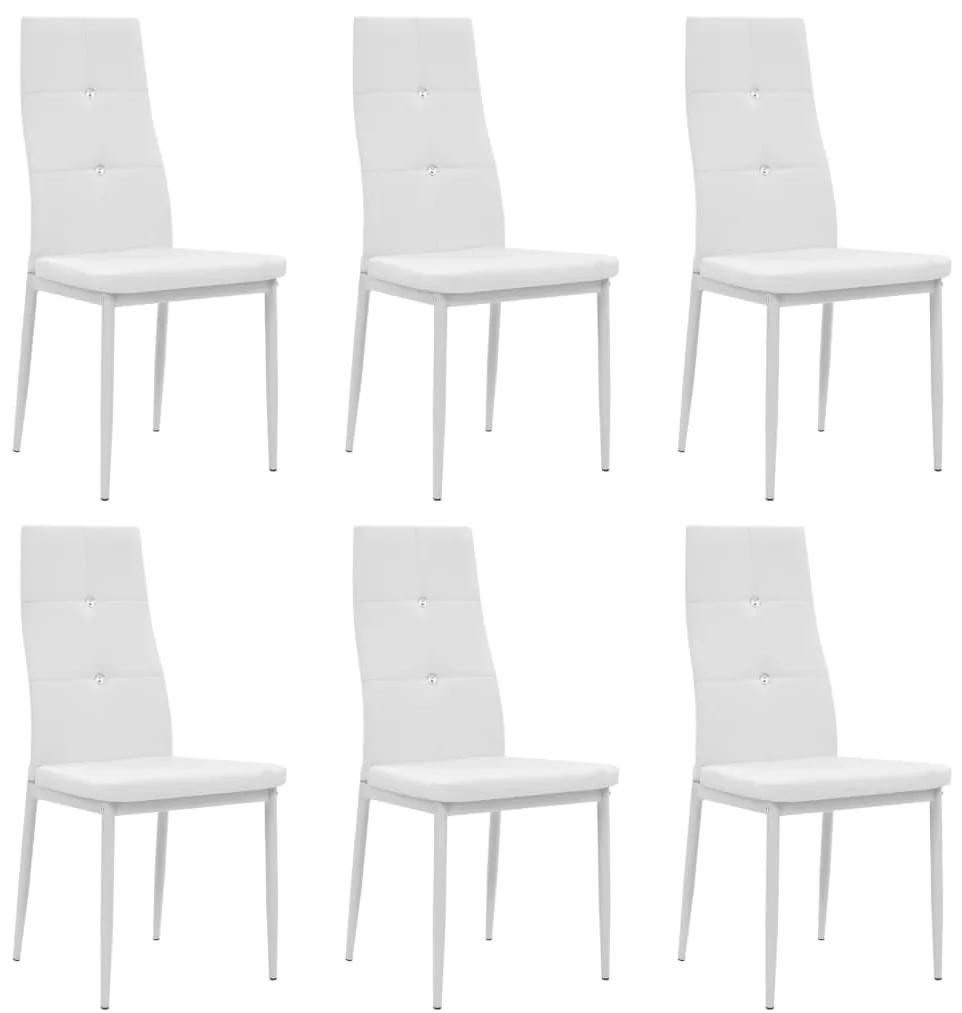 Καρέκλες Τραπεζαρίας 6 τεμ. Λευκές από Συνθετικό Δέρμα