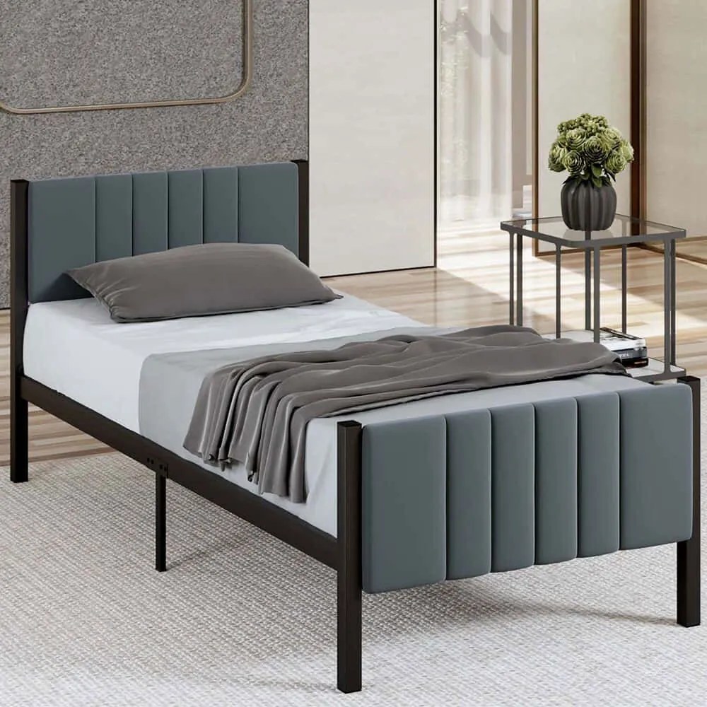 Κρεβάτι Lotus (Για Στρώμα 100x200cm) 837WST1158 100x200x88cm Anthracite Single