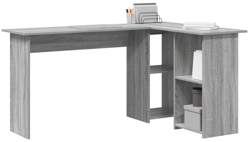 vidaXL Γκρι Γραφείο Υπολογιστή Γκρι Sonoma MDF Μεσαίο Αποθήκευση