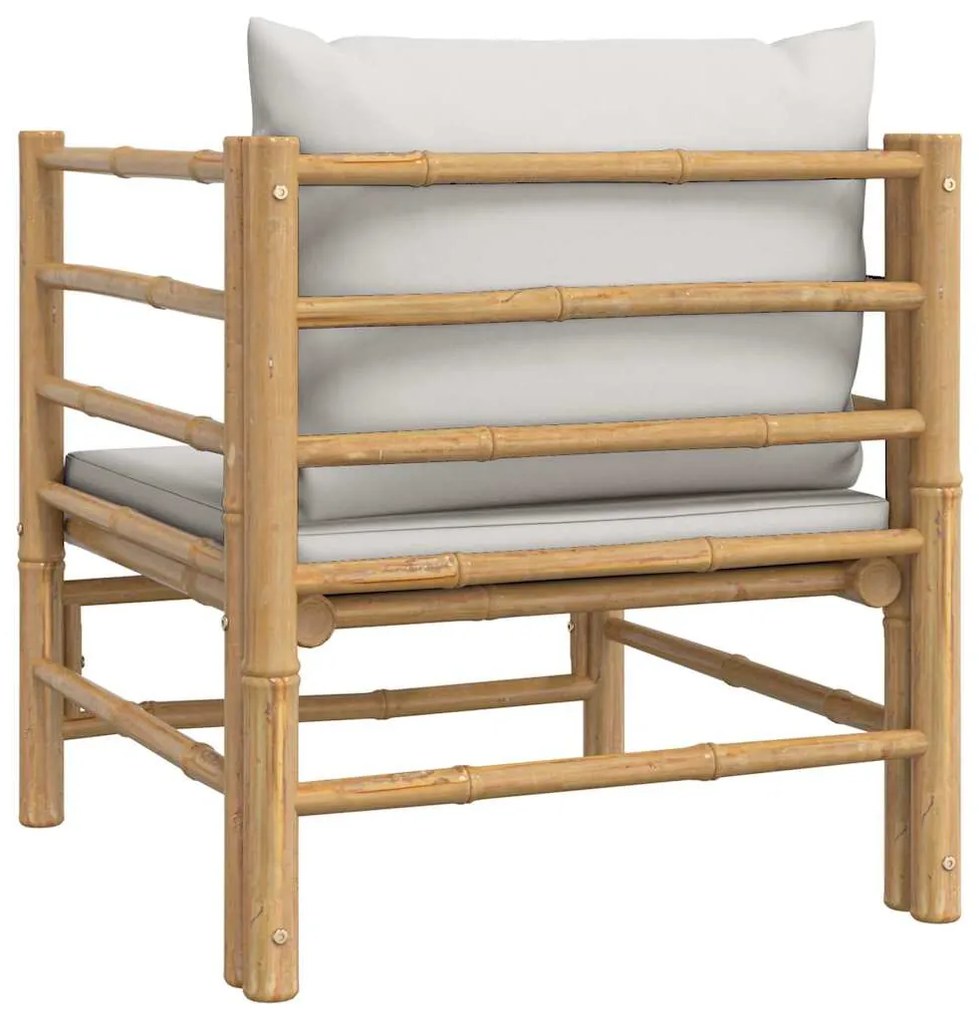 vidaXL Καναπές Κήπου από Μπαμπού με Ανοιχτά Γκρι Μαξιλάρια