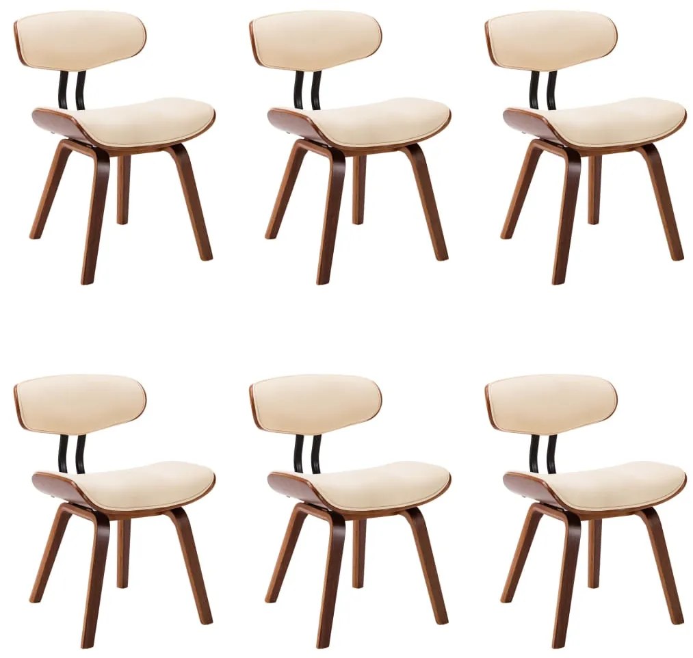 vidaXL Καρέκλες Τραπεζαρίας 6 τεμ. Κρεμ Λυγισμένο Ξύλο/Συνθετικό Δέρμα