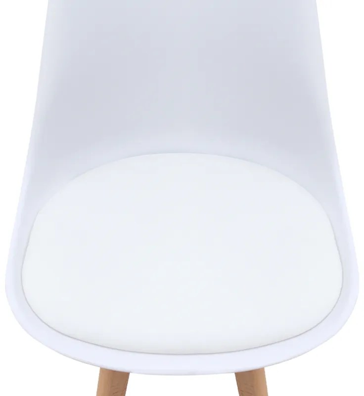 Καρέκλα τραπεζαρίας Viva Megapap PP - PU λευκό - ξύλινο φυσικό πόδι 48,5x54x80εκ.