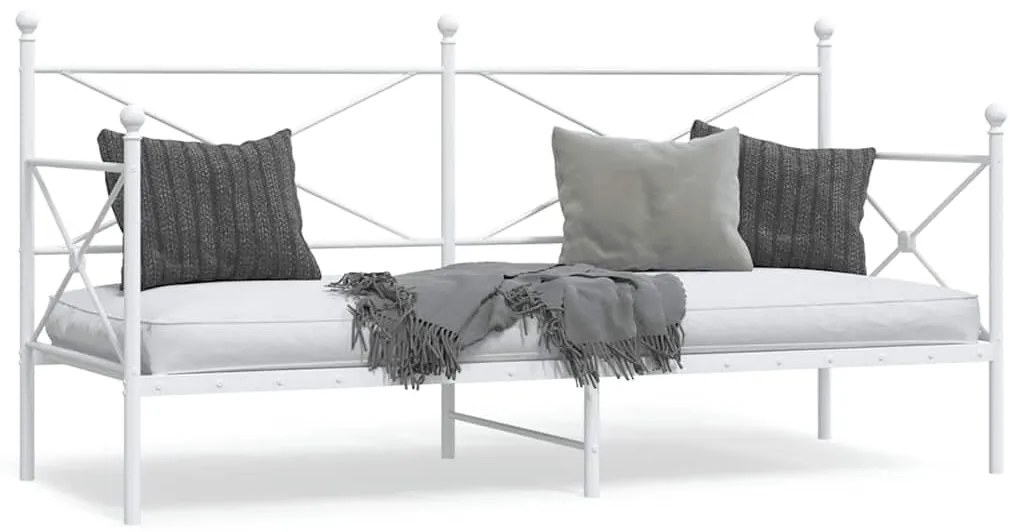 vidaXL Κρεβάτι ημέρας χωρίς στρώμα Λευκό 80x200 cm Ατσάλι