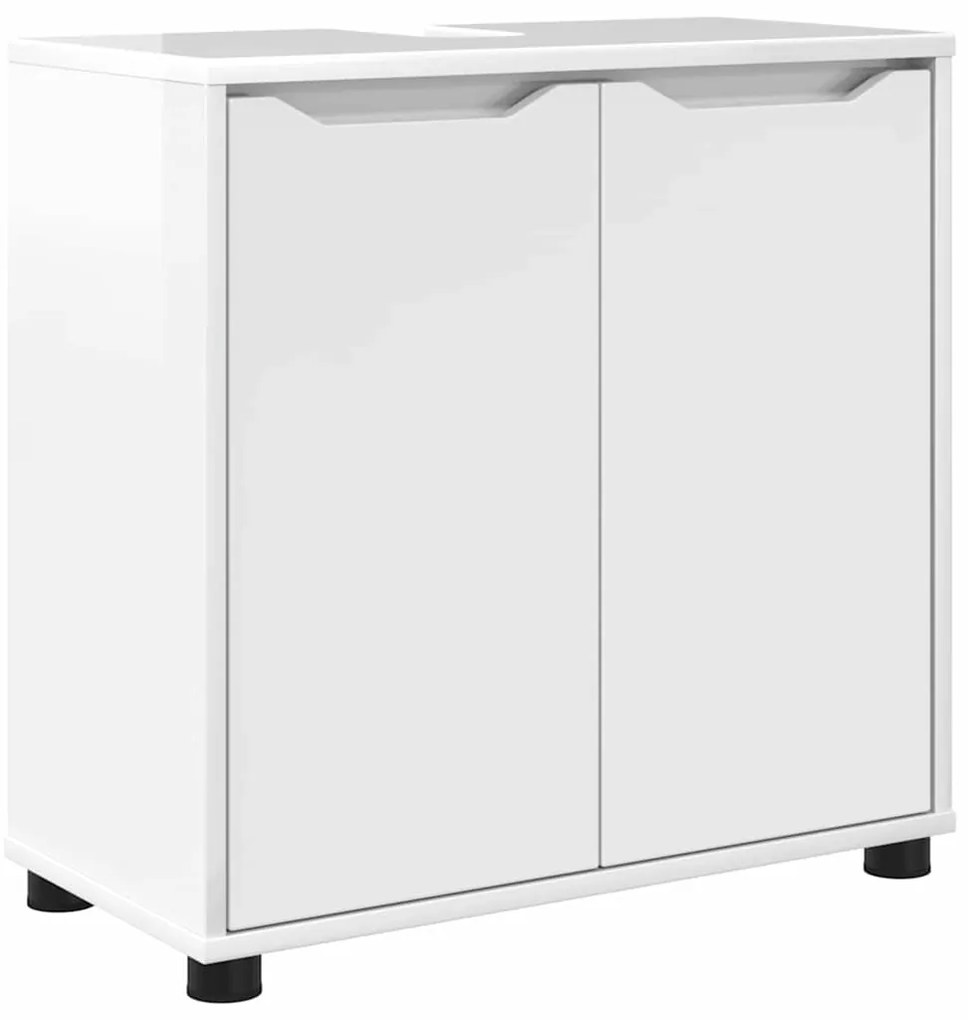 vidaXL Σετ Επίπλων Μπάνιου με συρτάρι 3 pcs Υψηλής γυαλάδας λευκό