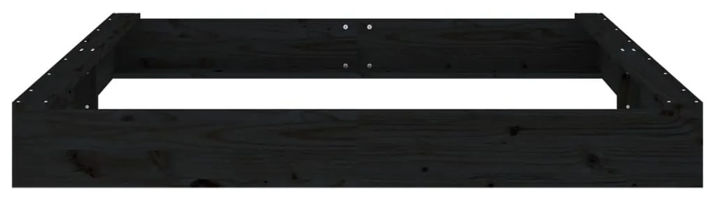 vidaXL Αμμοδόχος με Καθίσματα Μαύρη Τετράγωνη από Μασίφ Ξύλο Πεύκου