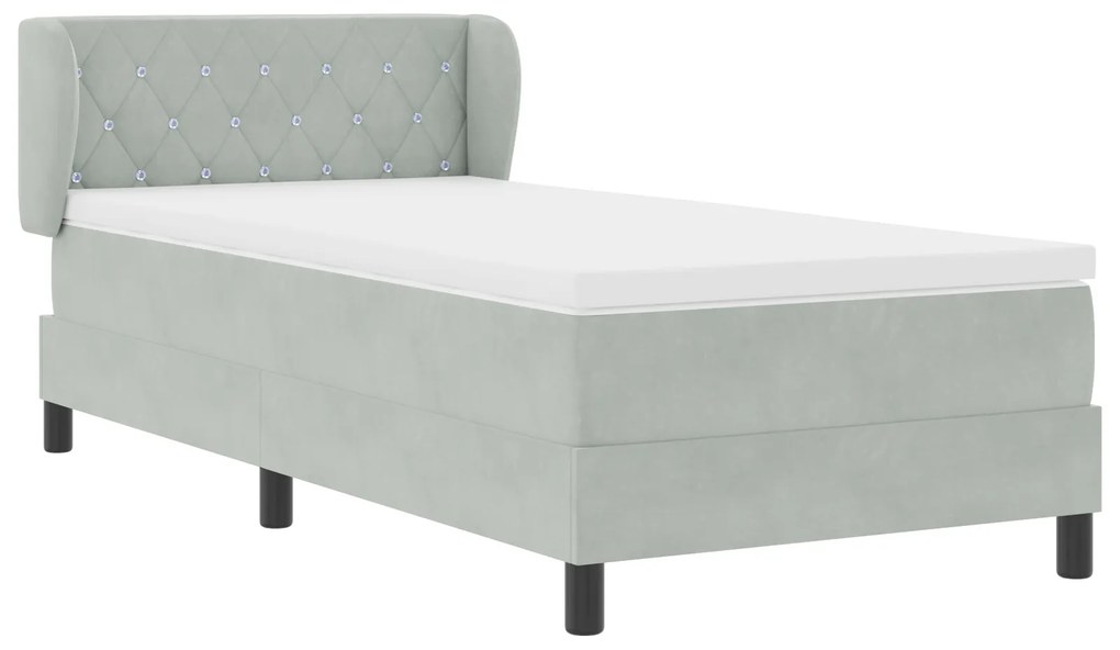 vidaXL Κρεβάτι με Στρώμα Light Grey 90x200 cm από Βελούδο