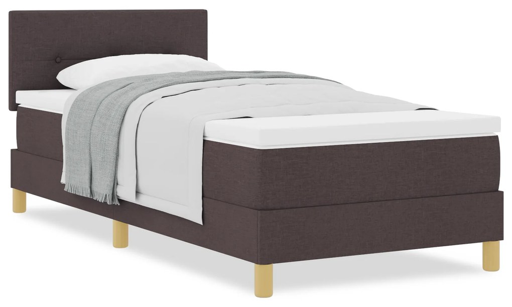 vidaXL Κρεβάτι box spring με στρώμα με στρώμα Σκούρο καφέ Σκούρο καφέ