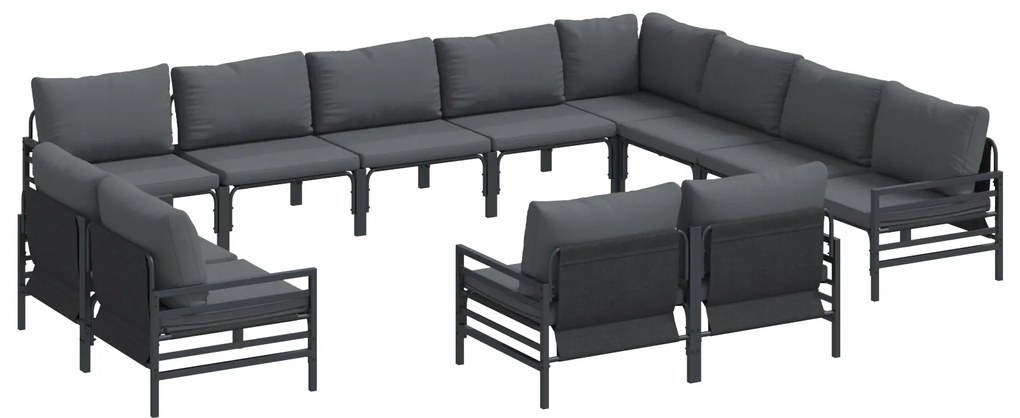 vidaXL Σετ Καναπέ Κήπου 12 pcs Ανθρακί Ατσάλι