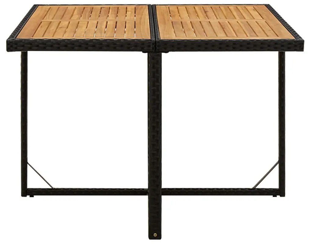 vidaXL Τραπέζι Κήπου Μαύρο 109x107x74 εκ. Συνθετικό Ρατάν/Μασίφ Ακακία