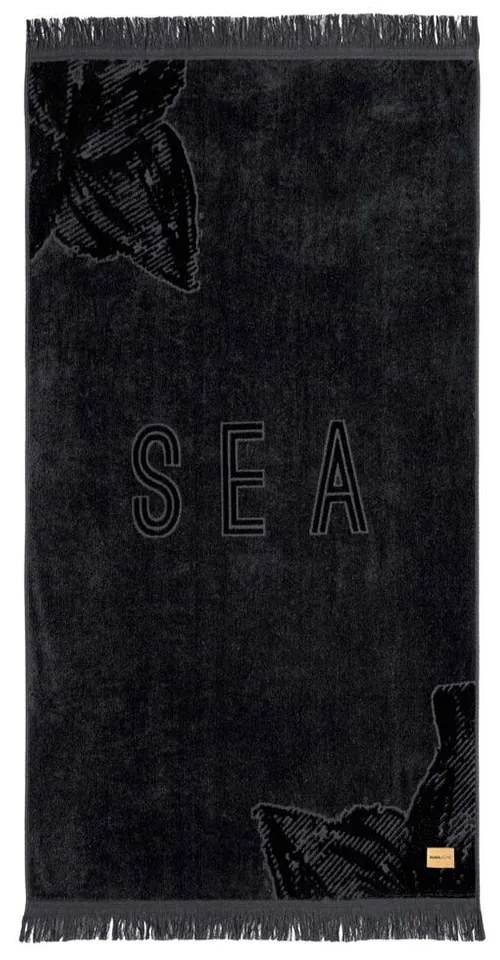 Πετσέτα Θαλάσσης Sea Serene Jacquard Black Nima Beach 90x160cm 100% Βαμβάκι
