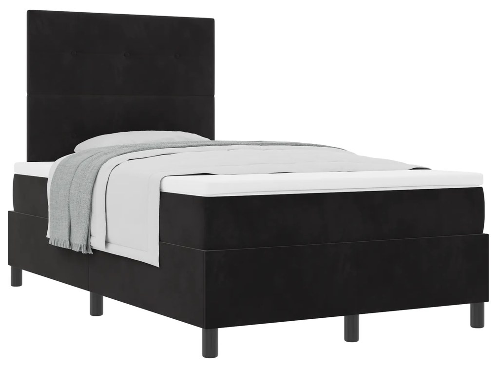 vidaXL κρεβάτι box spring με στρώμα Μαύρο Μικρό Διπλό Βελούδο