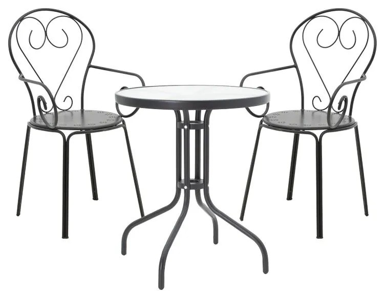 Σετ Κήπου Τραπεζαρία Watson - Monasty 3 τεμ Μεταλλικό Μαύρο 60x60x70 εκ.