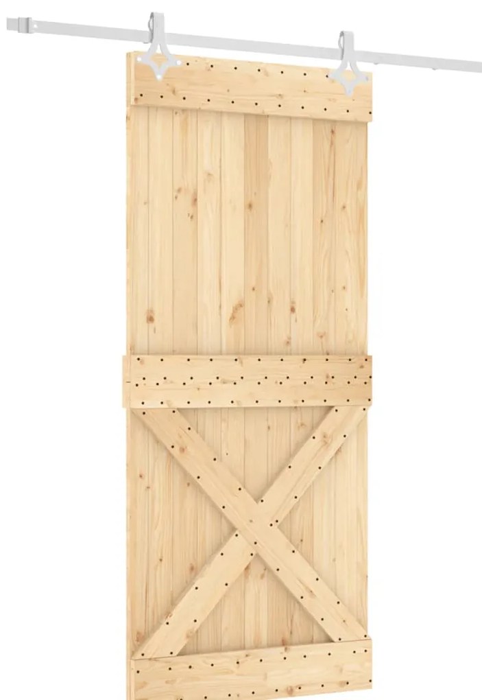 vidaXL Συρόμενη Μεσόπορτα με Μηχανισμό 90 x 210 εκ. Μασίφ Ξύλο Πεύκου