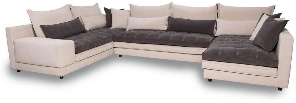Campous Γωνιακός καναπές Μπεζ - Καφέ σχήμα “Π” - 375x235x170x100cm - Δεξιά γωνία -PAR4102