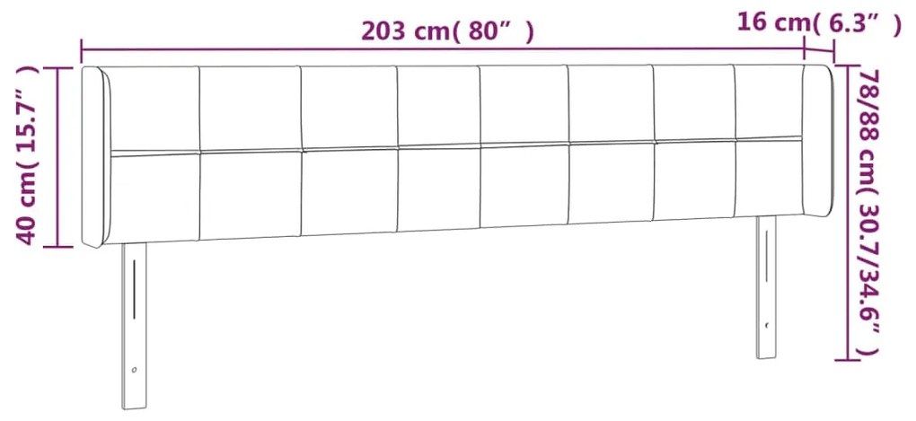 Κεφαλάρι Κρεβατιού LED Μπλε 203x16x78/88 εκ. Υφασμάτινο 3123264