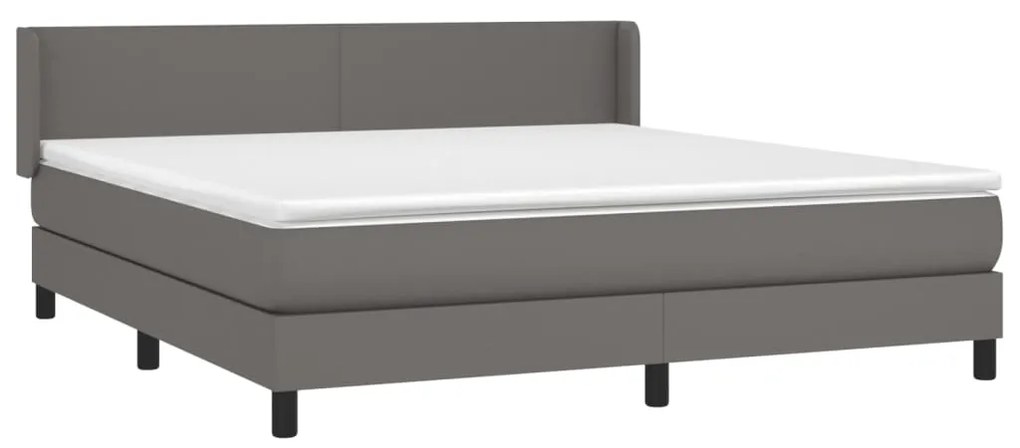 vidaXL Κρεβάτι Boxspring με Στρώμα Γκρι 180x200 εκ. Συνθετικό Δέρμα