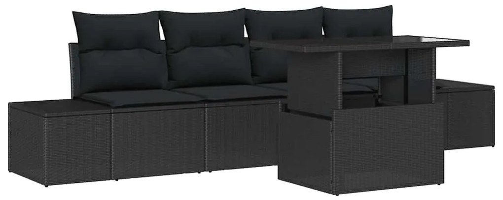 vidaXL Σετ Καναπέ με μαξιλάρι 5 pcs Μαύρο συνθετικό ρατάν