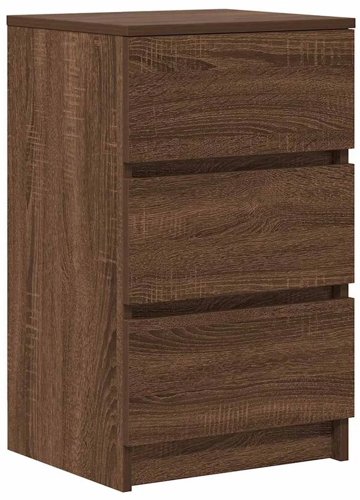 Κομοδίνα με 3 συρτάρια 2 τεμάχια καφέ δρυς 39x35x65 εκ. - Καφέ