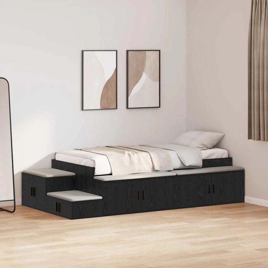vidaXL Κρεβάτι με αποθηκευτικό χώρο Μαύρη δρυς 244 x 127 x 53.5 εκ.