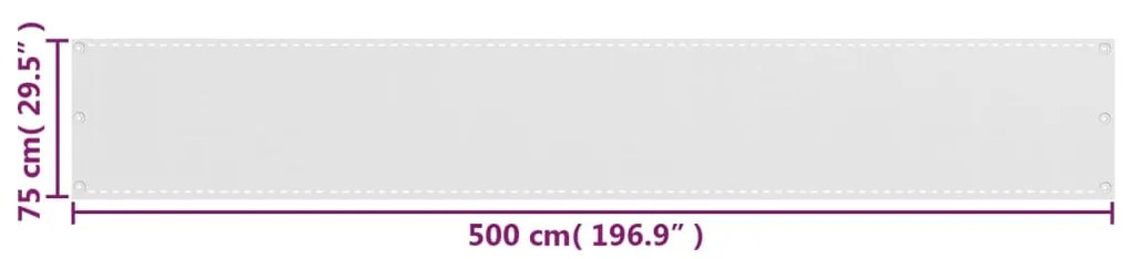 vidaXL Διαχωριστικό Βεράντας Λευκό 75 x 500 εκ. από HDPE