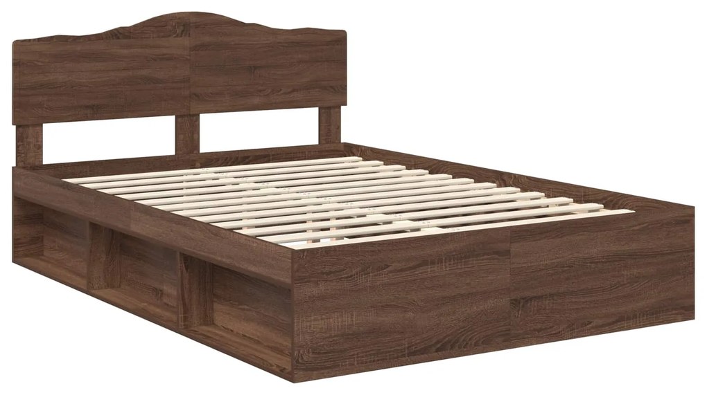 vidaXL Σκελετός Κρεβατιού Καφέ δρυς 140 x 200 cm Στερεά ξυλεία πεύκου