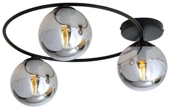 Φωτιστικό Οροφής 3xE14 Ατσάλι-Γυαλί Μαύρο SOPRA Made in Poland Emibig-1256/3-Ανθρακί 1256/3