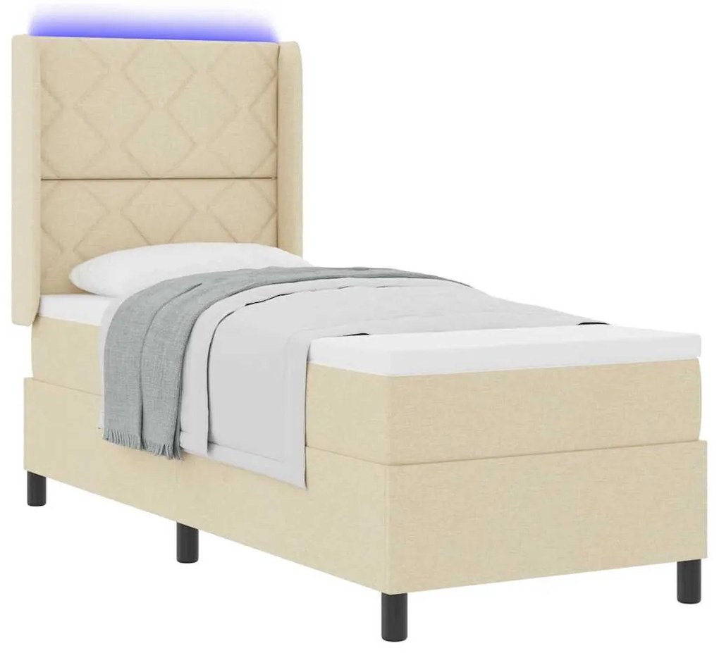 vidaXL Κρεβάτι με ελατήρια με στρώμα Κρεμ 80 x 200 cm ύφασμα