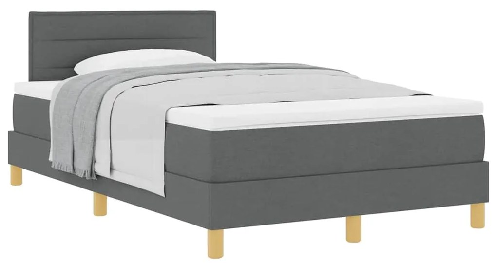 vidaXL Κρεβάτι box spring με στρώμα Σκούρο γκρι 120 x 190 cm ύφασμα