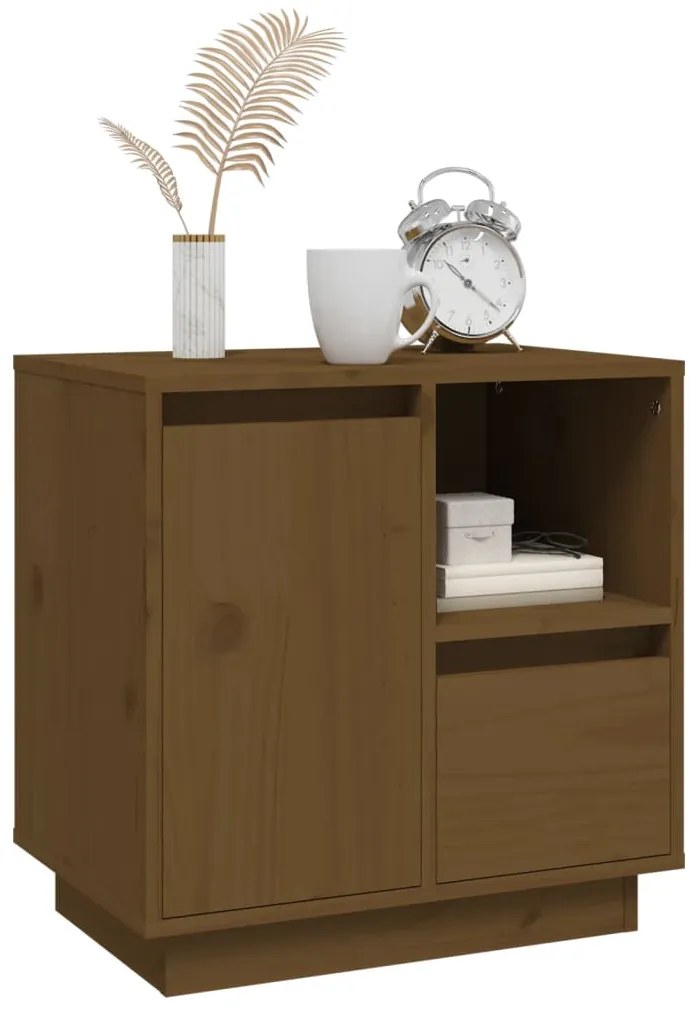 vidaXL Κομοδίνα 2 τεμ. Καφέ Μελί 50x34x50 εκ. από Μασίφ Ξύλο Πεύκου