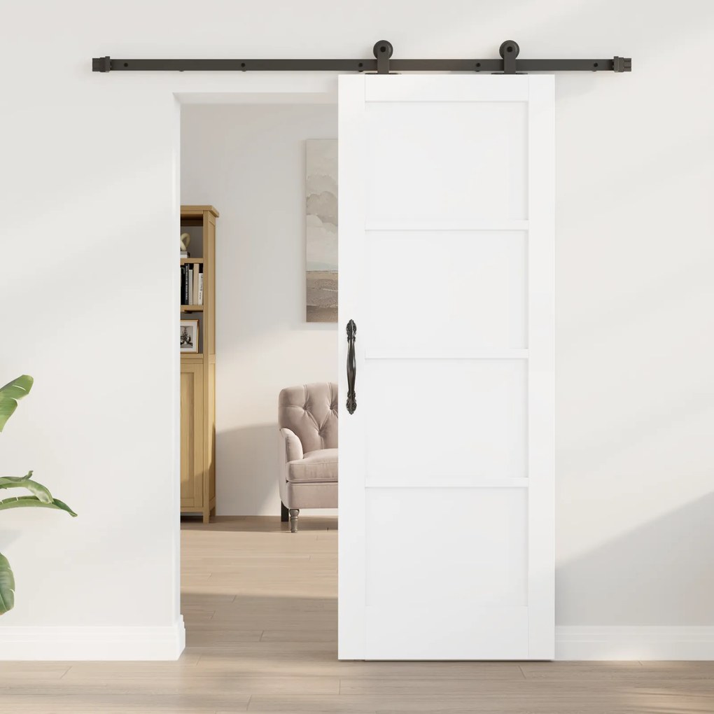 vidaXL Συρόμενη Πόρτα με Σετ Εξαρτημάτων Λευκή 73.5x198.5 εκ Κωνσολίνα Ξύλου