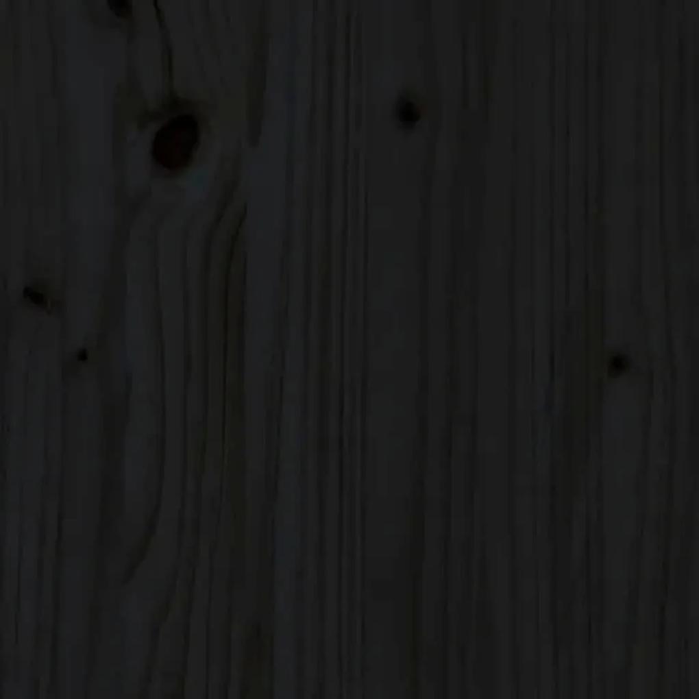Κομοδίνο Μαύρο 40x34x35 εκ. από Μασίφ Ξύλο Πεύκου - Μαύρο