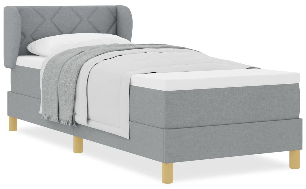 vidaXL κρεβάτι box spring  με στρώμα ανοιχτό γκρι 80x200 εκ. ύφασμα