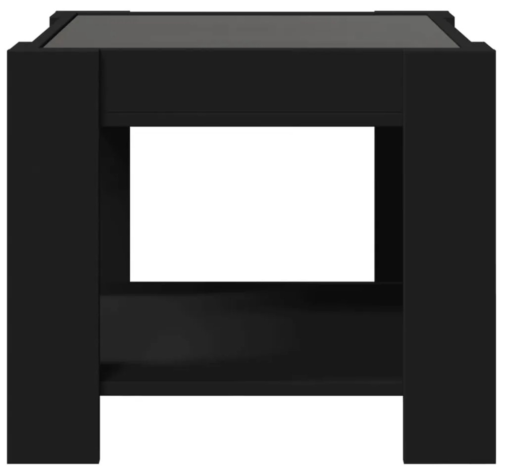 vidaXL Τραπεζάκι Σαλονιού με LED Μαύρο 53x53x45 εκ. Επεξεργασμένο Ξύλο