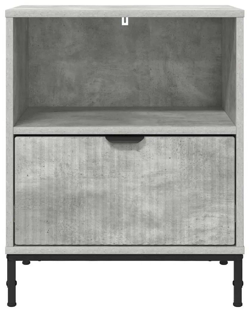 vidaXL Κομοδίνο Γκρι σκυροδέματος 49 x 36 x 61 εκ Επεξεργασμένο ξύλο