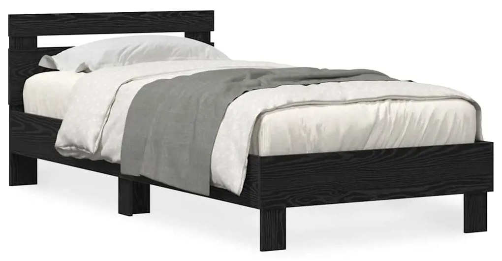 vidaXL Σκελετός Κρεβατιού Μαύρη δρυς 90 x 200 cm Επεξεργασμένο ξύλο