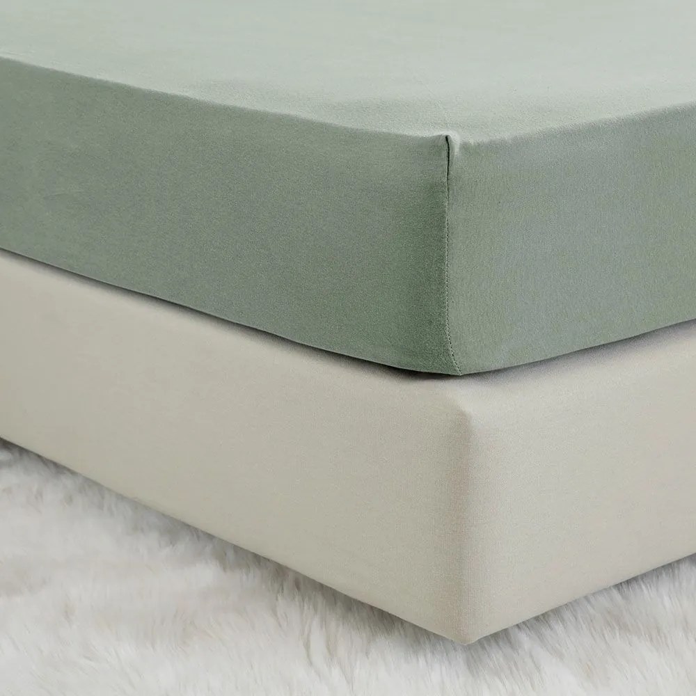 Σεντόνι Tender Με Λάστιχο Rock Green Nima Ημίδιπλο 120x240cm 100% Βαμβάκι