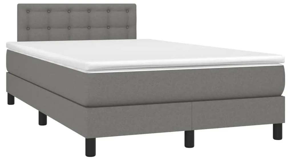 Κρεβάτι Boxspring με Στρώμα &amp; LED Σκ.Γκρι 120x200 εκ Υφασμάτινο - Γκρι