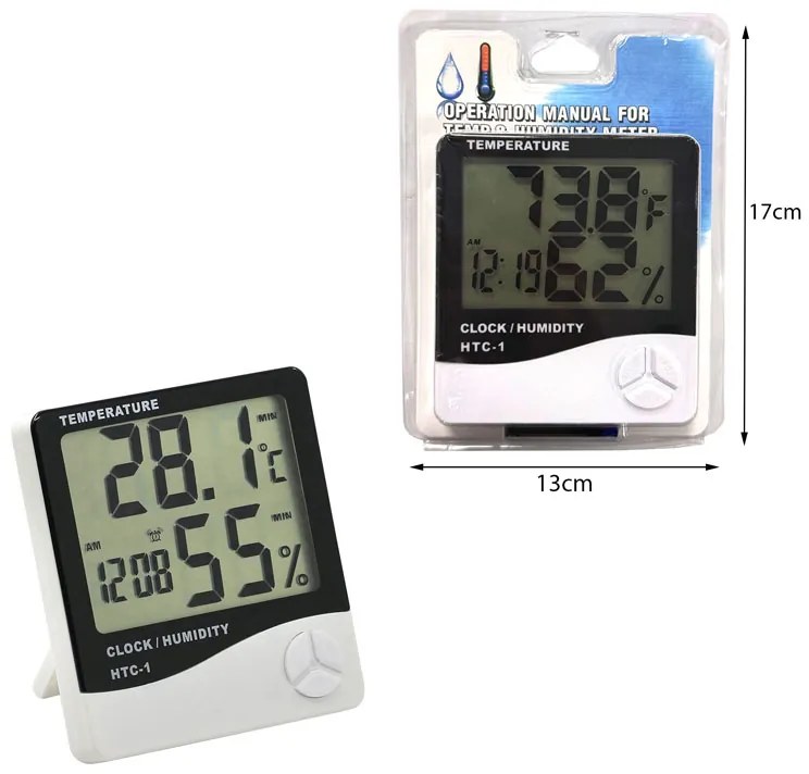 Θερμόμετρο - Υγρόμετρο HTC-1 - Clock humidity