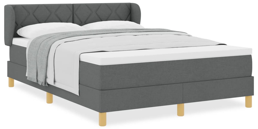 vidaXL Κρεβάτι Box Spring με Στρώμα - Σκούρο Γκρι, 160x200 εκ. Υφάσμα