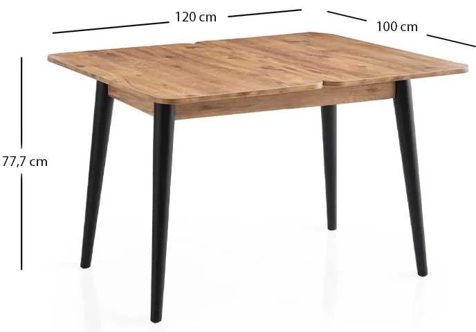 Τραπέζι Dolunay Megapap επεκτεινόμενο χρώμα atlantic pine - μαύρο 100x60(120x100)x79,5εκ.