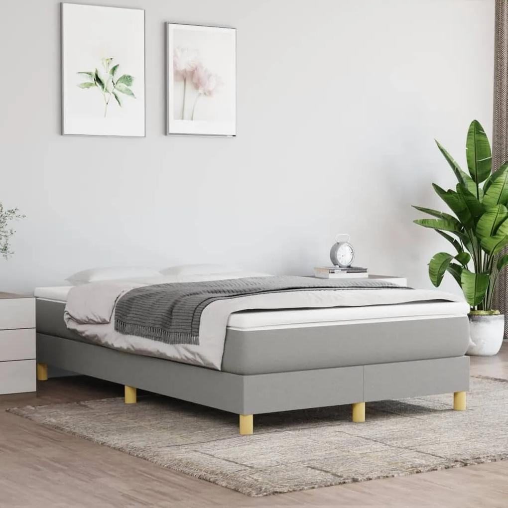 Κρεβάτι Boxspring με Στρώμα Ανοιχτό Γκρι 120x190 εκ. Υφασμάτινο - Γκρι