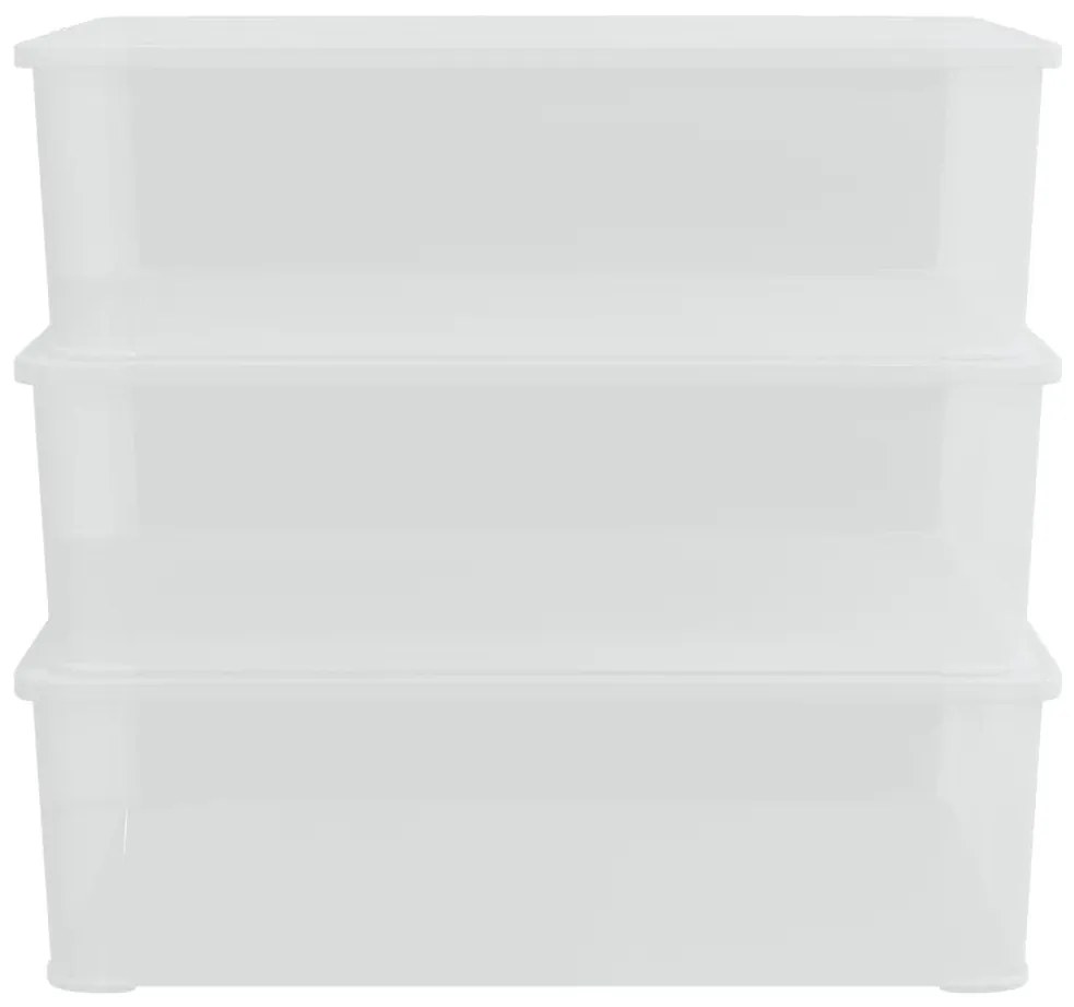 Κουτιά Αποθήκευσης Πλαστικά Στοιβαζόμενα 3 τεμ. 25 Λίτρων - Διαφανές