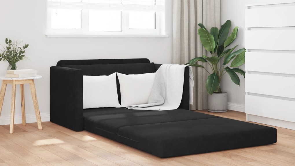 vidaXL Καναπές-κρεβάτι 2 σε 1 Μαύρος 124x204x61 εκ. Βελούδινος