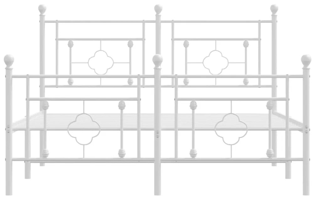 vidaXL Πλαίσιο Κρεβατιού με Κεφαλάρι&Ποδαρικό Λευκό 140x200εκ. Μέταλλο
