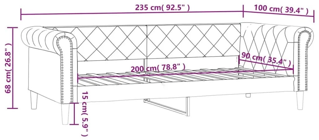 Καναπές Κρεβάτι Μαύρος 90x200 εκ. από Συνθετικό Δέρμα - Μαύρο