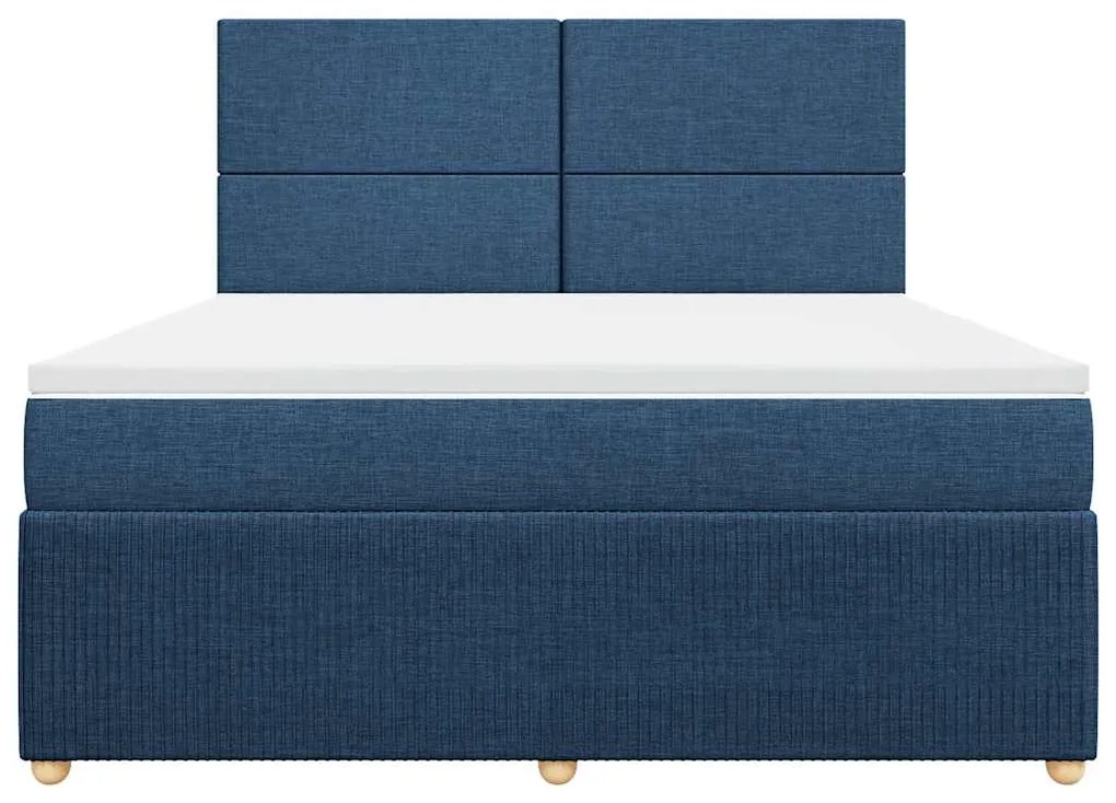 vidaXL Κρεβάτι Boxspring με Στρώμα Μπλε 180x200 εκ. Υφασμάτινο